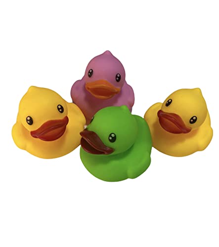 Pack de 4 Patitos y Animalitos de Goma baño en Divertidos Colores. Resistentes al Agua y la Suciedad, Ideales para el baño del bebé. (Patitos Colores)