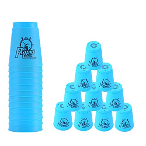 Paquete de 12 tazas de apilamiento para deportes con bolsa de transporte (azul)