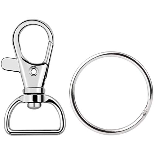 PChero 3,8 x 2 cm Giro de Cierre de Mosquetón con llavero para Manualidades DIY, 15 kg Carga (50 Unidades)