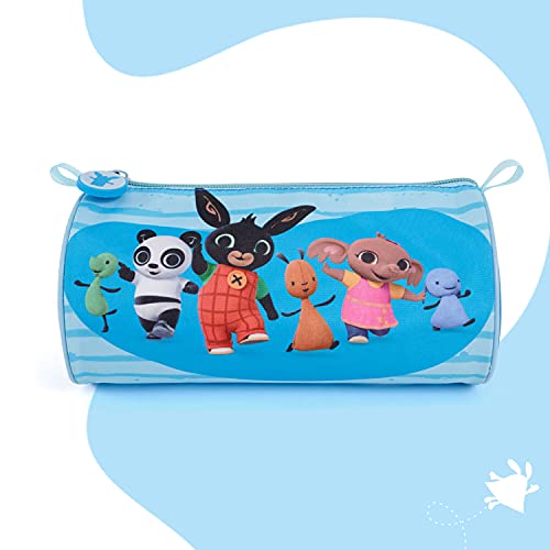 PERLETTI Estuche Escolar Bing para Niños con Cremallera - Práctica Bolsa para Lápices para Niño con Bing Sula y Pando - Cartuchera Azul para Escuela y Guardería para Chicos - 10x21x8 cm