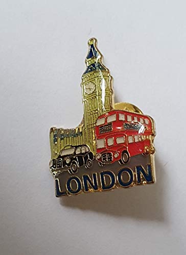 Pin de la Solapa de Londres - Big Ben Autobús Rojo y Taxi Negro / Insignia Metal y Esmalte / Routemaster Dos Pisos / Black Cab / Recuerdo Británico de Inglaterra Reino Unido
