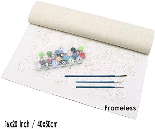 Pintura por números para principiantes y niños en lienzo de lino decoración del hogar pintura al óleo (sin marco) - Sunset ice River View