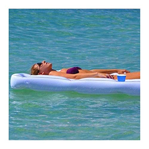 Piscina de colchón de aire de cerveza-pong, cerveza pong para la piscina Colchón de aire Pong con 28 tazas de hoyos hechos de PVC de alta densidad para al aire libre y vatios,Blanco,180 * 80cm