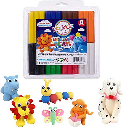 Playkidiz - Kit de Arcilla polimérica con Herramientas, Herramientas y Accesorios para plastilina de polímero, Arcilla para modelar para Hornear en Horno, Manualidades para niños