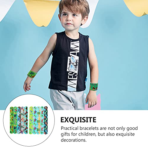 POPETPOP 50 Piezas Pulsera Animal Slap Patrón de Dinosaurio de Dibujos Animados Clap Círculo Pulsera Jurásico Mundo Dinosaurio Fiesta Favorece Suministros Estilo Azar