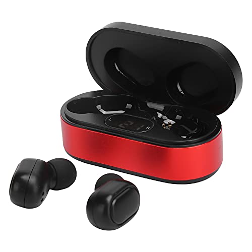 PUSOKEI Auriculares inalámbricos para música, Auriculares Deportivos Bluetooth con reducción de Ruido Inteligente, Auriculares inalámbricos en la Oreja con Estuche de Carga(Rojo)