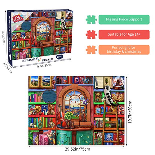Puzzle de 1000 piezas, estantería mágica, puzle clásica, rompecabezas de 1000, imposible rompecabezas para toda la familia, colorido puzle para adultos y niños a partir de 14 años