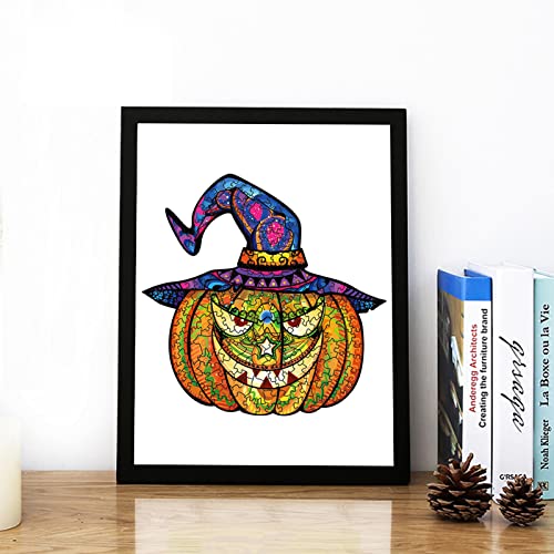 Puzzles 6 Años Shapes Puzzle 100 Piezas Cabeza De Calabaza De Halloween Puzzles De Madera Regalos De Niños A Adultos para Día Padre, Día Madre Y Día Acción Gracias 18X18.2Cm