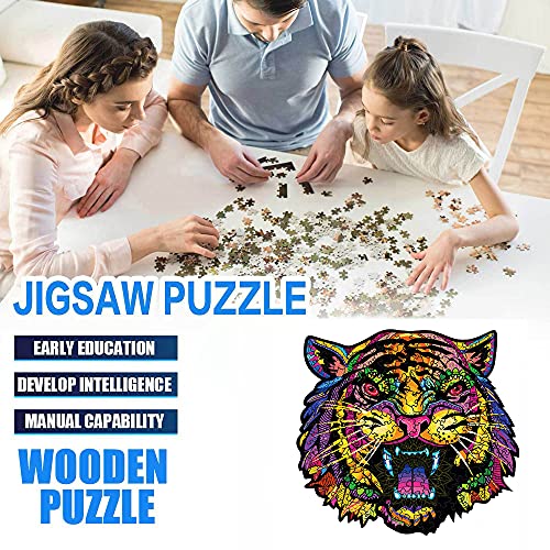 Puzzles De Madera De Animales - Cabeza De Tigre, 100/200/300 Piezas Puzzles En Forma De Animales, Regalos para Niños Jigsaw,A3