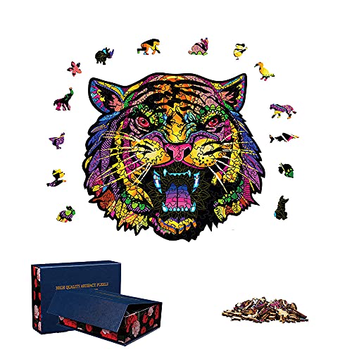 Puzzles De Madera De Animales - Cabeza De Tigre, 100/200/300 Piezas Puzzles En Forma De Animales, Regalos para Niños Jigsaw,A3