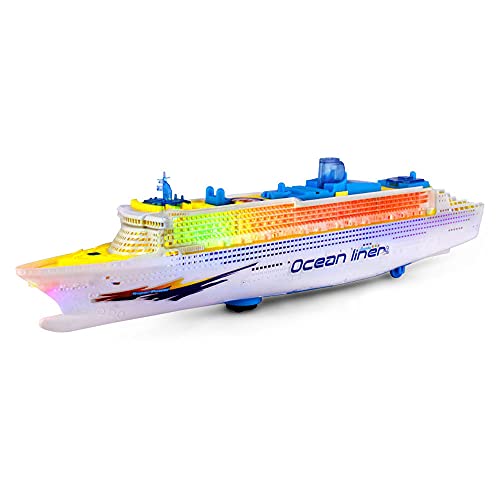 QHYZRV Los coloridos transatlánticos, cruceros, luces LED intermitentes eléctricas y juguetes con sonido para niños, barcos de juguete universales para cruceros, modelos de barcos de simulación, no se