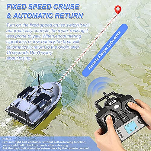 QIANDENG Barco Cebador Carpfishing Carpio, 500M Barco Cebador Carpfishing Teledirigidos con GPS y Motores Duales, Mejor Regalo para Los Amantes de la Pesca(Size:12000 mAh,Color:Mando a Distancia LCD)
