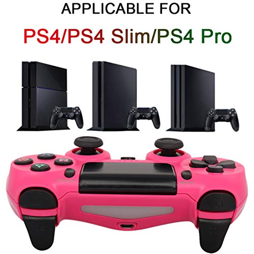 QLOVE Mando Inalámbrico para PS4, Wireless Bluetooth Gamepad Controlador Controller Joystick con Vibración Doble Remoto/6-Axis Gyro, Mando para Playstation 4/Pro/Slim,Rosado