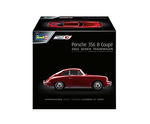 Revell 1029 Calendario de Adviento Dream Cars Porsche 356 B Coupé con Easy-Click-System en 24 días para un modelo de coche de fabricación propia, rojo