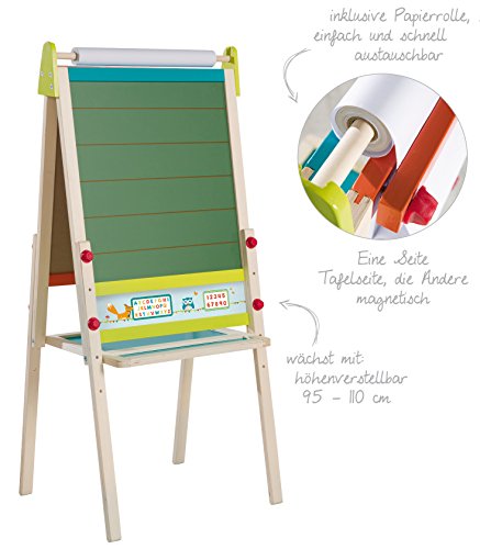 roba-kids- Pizarra imantada con Caballete, tizas, Accesorios y Rollo de Papel, Multicolor (roba Baumann 7027)