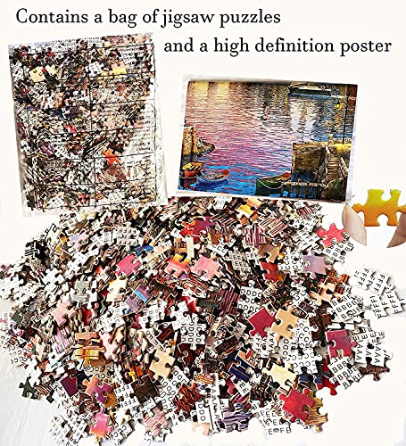 Rompecabezas de 1000 piezas de puerto mediterráneo para adultos y adolescentes, diversión familiar, juego desafiante, juguetes, regalos, colección de ilustraciones