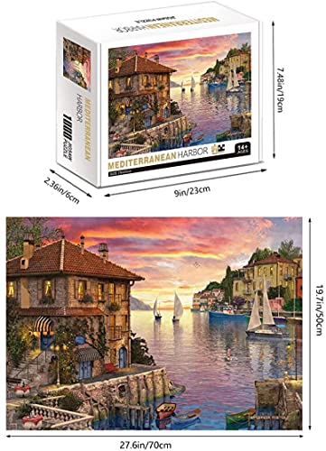 Rompecabezas de 1000 piezas de puerto mediterráneo para adultos y adolescentes, diversión familiar, juego desafiante, juguetes, regalos, colección de ilustraciones