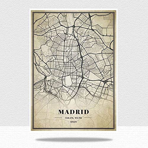 Rompecabezas De Madera Adulto De 1000 Piezas - España Madrid Mapa Jigsaw, Ciudad Vintage Mundo Más Difícil Rompecabezas, Inusual Rompecabezas De Desafío Cerebral Para Niños, Juegos Difíciles Pa