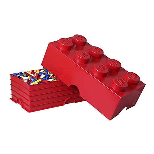 Room Copenhagen Ladrillo de Almacenamiento de 8 espigas de Lego, Caja de almacenaje apilable, 12 l, Rojo