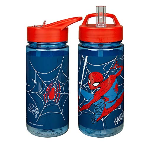 Scooli SPMA9913 – Botella Aero de Marvel Spider-Man, con pajita integrada y boquilla para beber sin BPA ni ftalatos, aprox. 500 ml de capacidad