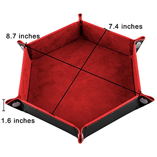 SIQUK 2 Piezas Bandeja de Dados Tablero de Dados de Doble Cara PU y Terciopelo Dice Tray Soporte de Dados para DND RPG y Otros Juegos de Mesa (Negro, Rojo)