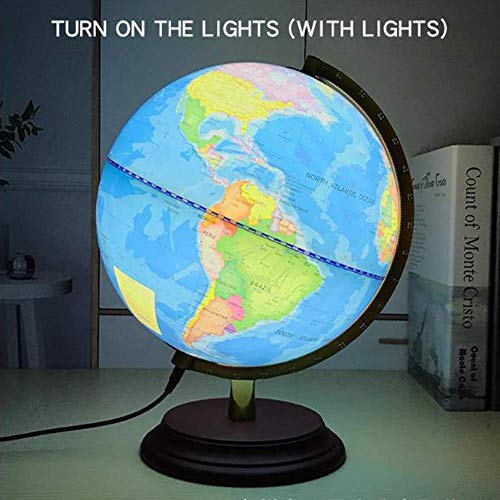 SLRMKK Globe Mini English Glowing Globe Mapa del Mundo 25CM Estudiantes de Secundaria Enseñanza Especial Lámpara de Mesa LED Decoración Decoración Aula Juguetes educativos