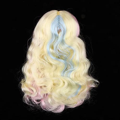 SM SunniMix Muñecas Lamera Larga de La Onda del Cabello con El Kit de Cuero Cabelludo de La Cabeza para Blythe Dress Pullip Dress Up Accesorios - Rosado