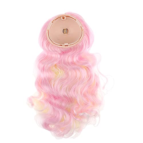 SM SunniMix Muñecas Lamera Larga de La Onda del Cabello con El Kit de Cuero Cabelludo de La Cabeza para Blythe Dress Pullip Dress Up Accesorios - Rosado