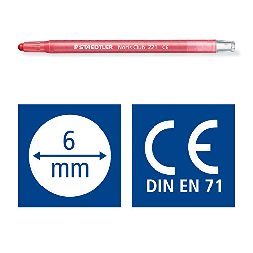 Staedtler Noris Club 221 NWP12, Lápices de cera giratorios, Estuche con 12 ceras de colores surtidos