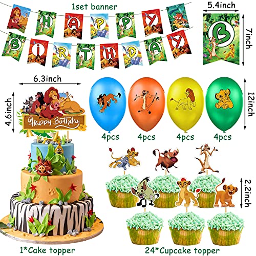 Suministros de fiesta de The Lion King globos de Rey León, decoraciones de Animal Cumpleaños pastel para Niño Cumpleaños Baby Shower Decoración