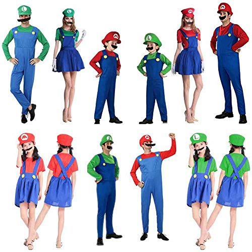 Super Mario Bros Cosplay Disfraz Adultos Niños Halloween Navidad Fantasia Mario Uniforme MARIO & LUIGI Cosplay Regalos dropshipping, Chicas Rojo, XL