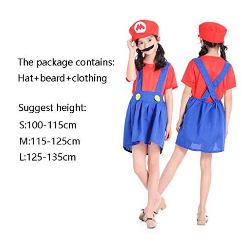 Super Mario Bros Cosplay Disfraz Adultos Niños Halloween Navidad Fantasia Mario Uniforme MARIO & LUIGI Cosplay Regalos dropshipping, Chicas Rojo, XL