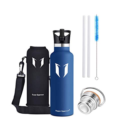 Super Sparrow Botella Agua Acero Inoxidable - Botella de Agua Deportes 750ml - Botella Termica Boca Estándar - Sin BPA , para Niños & Adultos, Deporte, Oficina, Yoga, Ciclismo