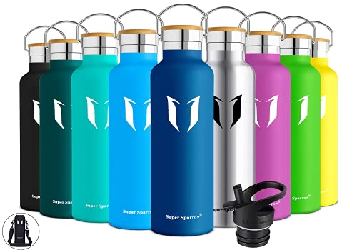 Super Sparrow Botella Agua Acero Inoxidable - Botella de Agua Deportes 750ml - Botella Termica Boca Estándar - Sin BPA , para Niños & Adultos, Deporte, Oficina, Yoga, Ciclismo