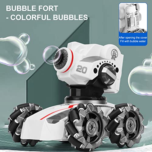 Tanque teledirigido para coche con sensor de gestos, tanque, rotación de 360°, disparador de bolas de agua, burbujas suaves, pulverizador con luces y sensor de música para niños