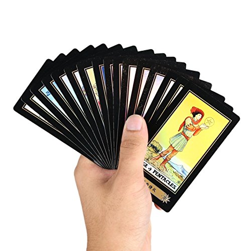 Tarot Cards for Beginner Deck Vintage 78 Tarjetas Future Telling Game en Colorful Box Juego de Mesa (Black)