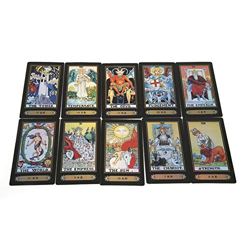 Tarot Cards for Beginner Deck Vintage 78 Tarjetas Future Telling Game en Colorful Box Juego de Mesa (Black)