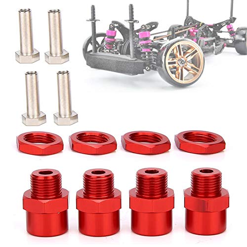 Tbest Adaptador de conversión Hexagonal RC, Accesorios de Coche RC de 12 mm a 17 mm para Coche Sakura D4 HSP 94123 1/10(Rojo)