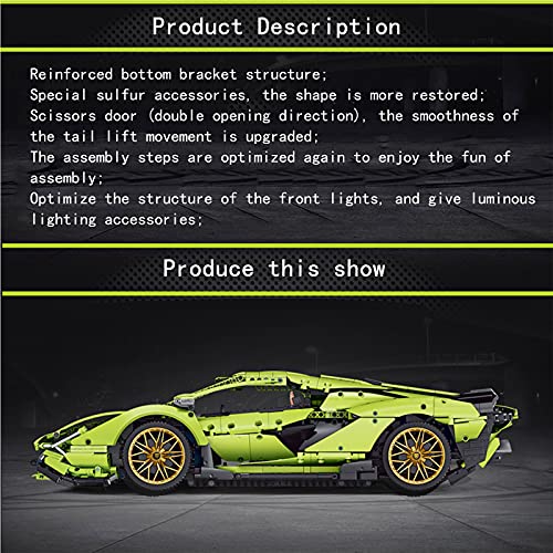 Technic Modelo de coche deportivo para Lamborghini,Mould King 13057, Control remoto de tecnología inalámbrica 2.4G, con bloques de sujeción, compatible con Lego Green,62 * 14.6 * 37.5cm