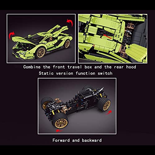 Technic Modelo de coche deportivo para Lamborghini,Mould King 13057, Control remoto de tecnología inalámbrica 2.4G, con bloques de sujeción, compatible con Lego Green,62 * 14.6 * 37.5cm