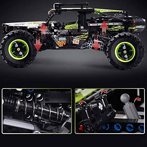 Tecnología 4 x 4, todoterreno, con mando a distancia y motor, piezas de montaje compatibles con la técnica Lego，Mando a distancia con tecnología Bluetooth + 2.4G, 1890 piezas Green,52 * 9 * 40cm