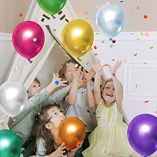 Tingz 100 Globos Metalizados de Color Mixto，Globo Metalicos，Globos Forma Redonda，Globo Látex para Fiestas de Cumpleaños, Bodas, Aniversarios y Celebracione.