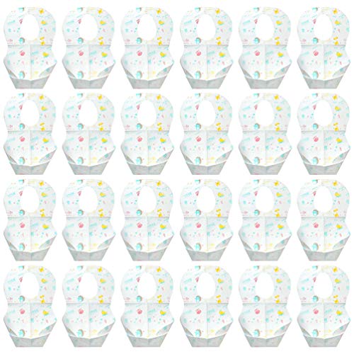 Toddmomy 36Pcs Baberos Desechables para Bebés Forro a Prueba de Fugas Sujetador Reutilizable con Recogedor de Migas para Niños Pequeños Que Viajan