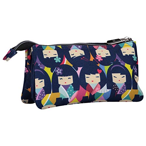 Totto AC52ECO012-1820Z-0LD Estuche Escolar Tres Compartimentos, Tablero, Niña
