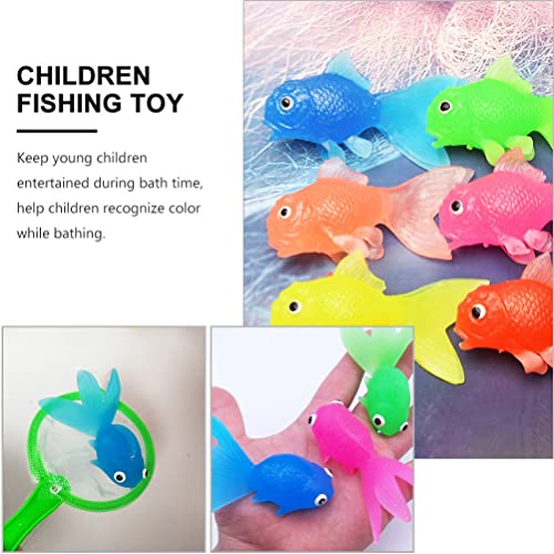 TOYANDONA 3 Juegos Lindos Peces Dorados de Dibujos Animados Juguetes de Baño para Niños Juguetes de Baño Juguetes de Pesca Gratis Juguete de Pescado Falso con Red para Fiestas Calcetines