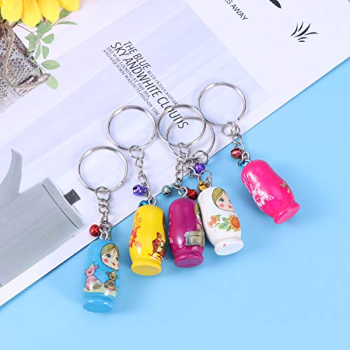 Toyvian 12 llaveros de madera con diseño de matrioska, muñecas de juguete de madera, llaveros para el coche, llaveros, regalo, fiesta, obsequio, diseño aleatorio