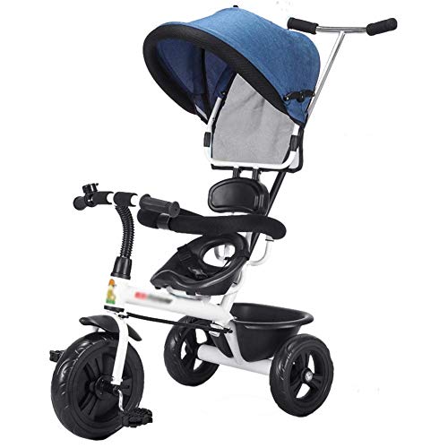Triciclo Evolutivo Toral Trikes- Blanco 2 in1 triciclos for niños con dosel plegable / manija de empuje, Childern for Niños / Niñas 1-5 años, carga 55 lb (Color: Blanco + rojo) ( Color : White+blue )