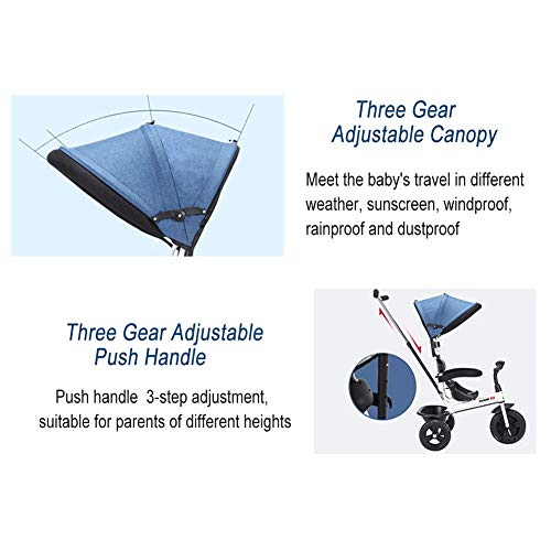 Triciclo Evolutivo Toral Trikes- Blanco 2 in1 triciclos for niños con dosel plegable / manija de empuje, Childern for Niños / Niñas 1-5 años, carga 55 lb (Color: Blanco + rojo) ( Color : White+blue )