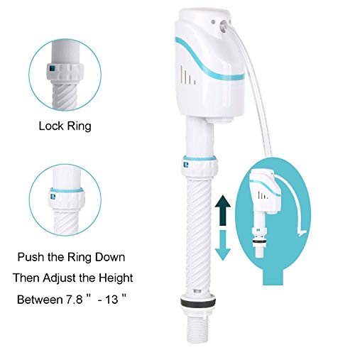 Universal Toilet Fill Valve Kit Easy and Rapid Adjustable Water Level - Toilet Tank Repair Kit for Most Toilets - High Performance Toilet Replacement Part
