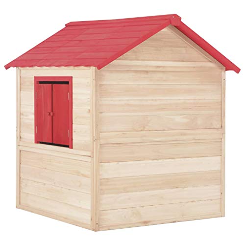 vidaXL Casa de Juegos de Niños de Madera Estructuras Juegos Aire Libre Casitas Infantiles Cobertizos Camping Caseta Acampada Jardín Terraza Roja